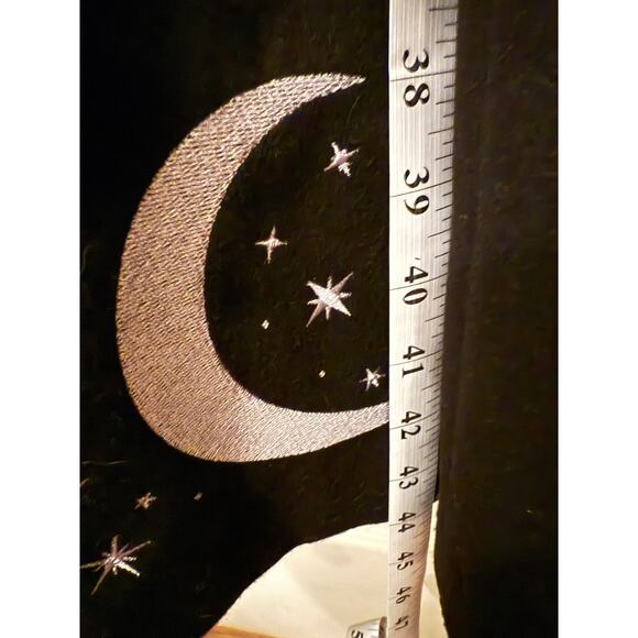 Hell Bunny Long Coat Moons Stars Faux Fur Collar L Large Interstellar - Picture 5 of 8